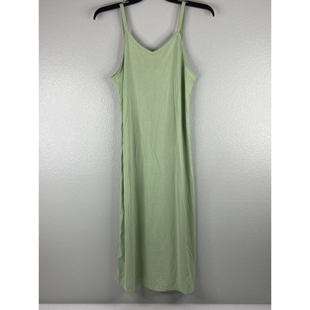 Double Zero Women Medium Green Casual Minimalist Sundress Long Summer Flow